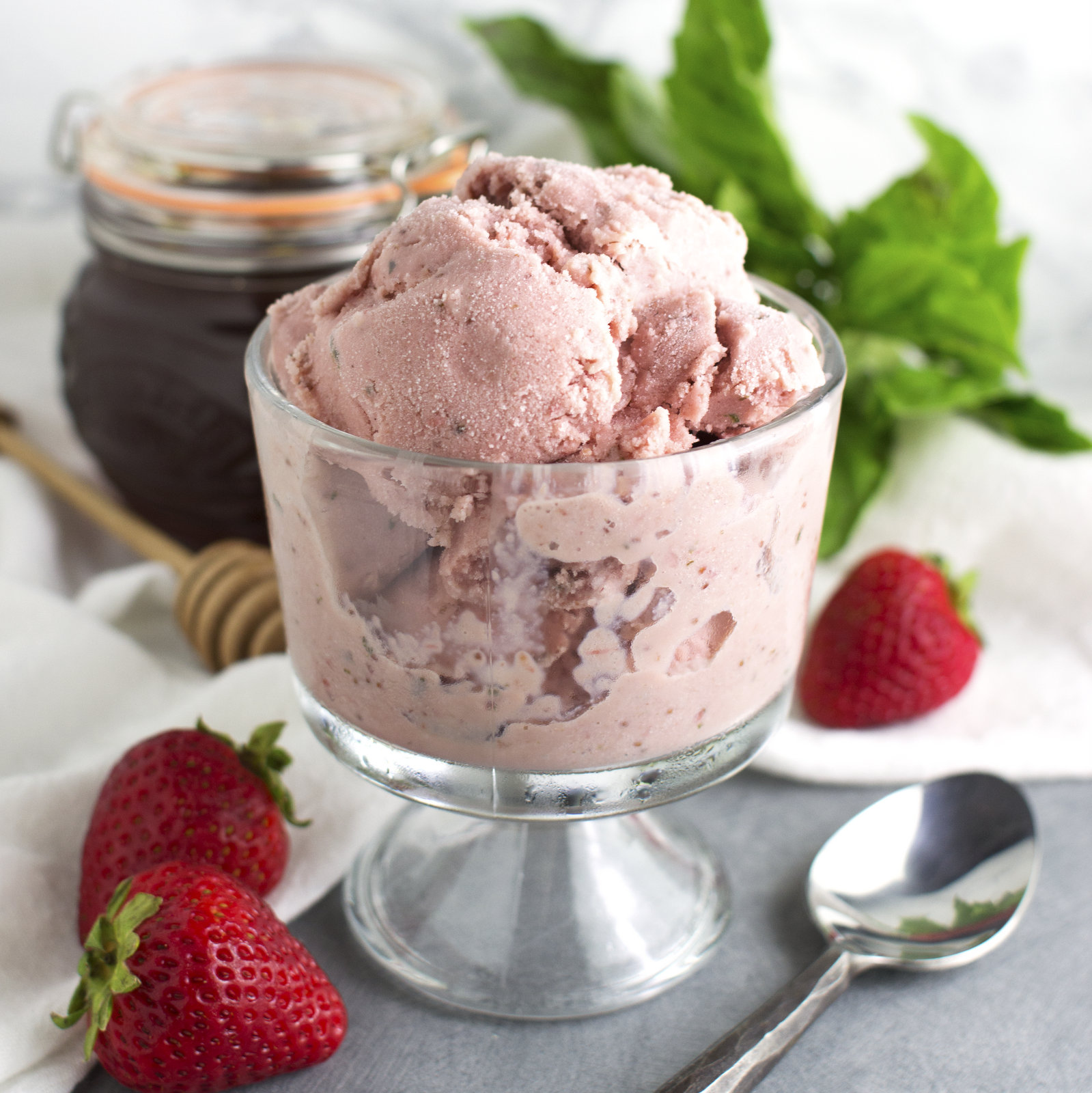 Balsamic Strawberry Basil Coconut Ice Cream Paleo AIP GAPS